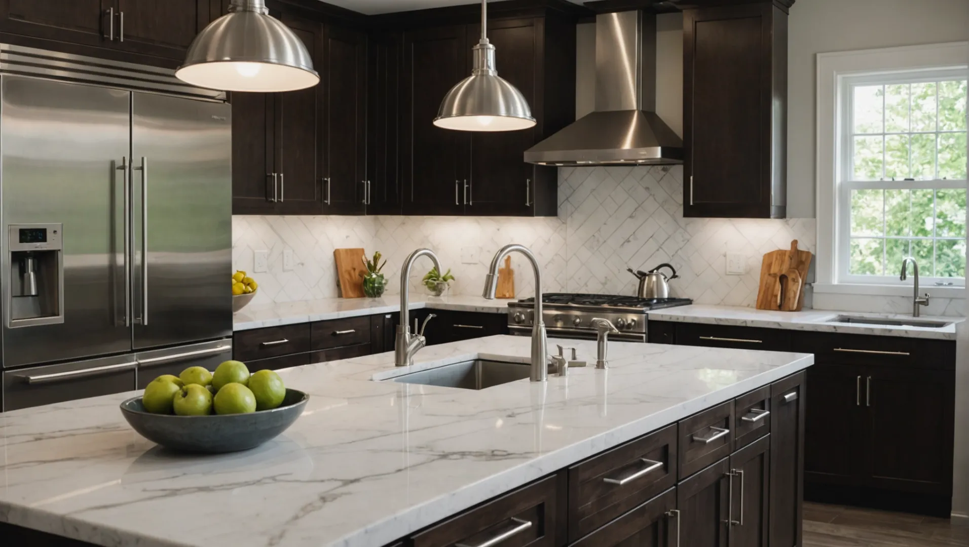 Brushed nickel kitchen faucet and accessories