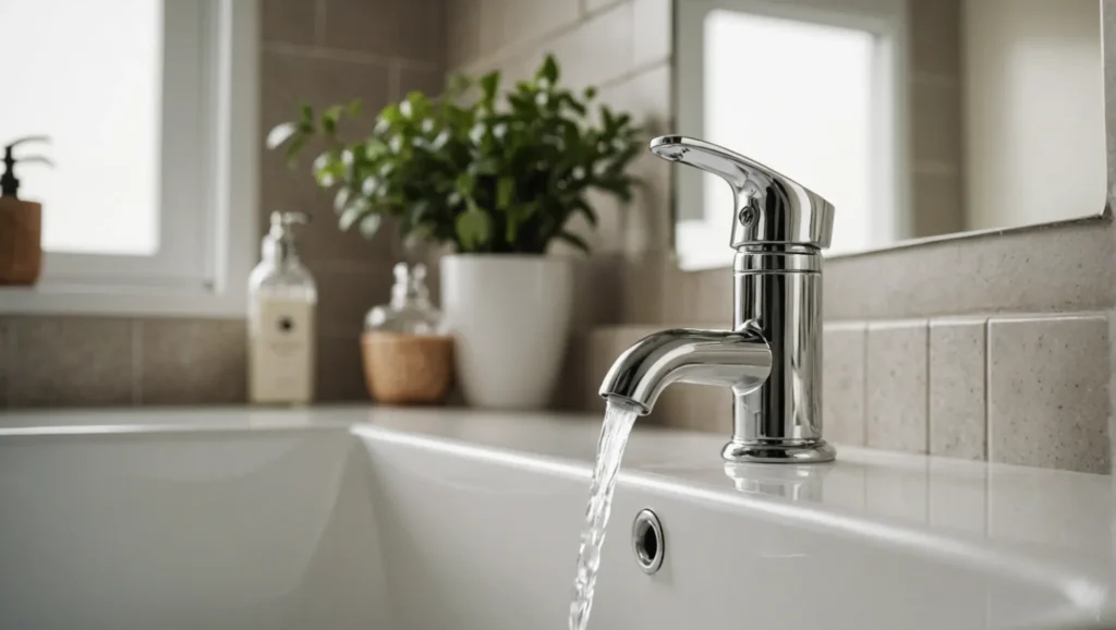 Sparkling clean bathroom faucet