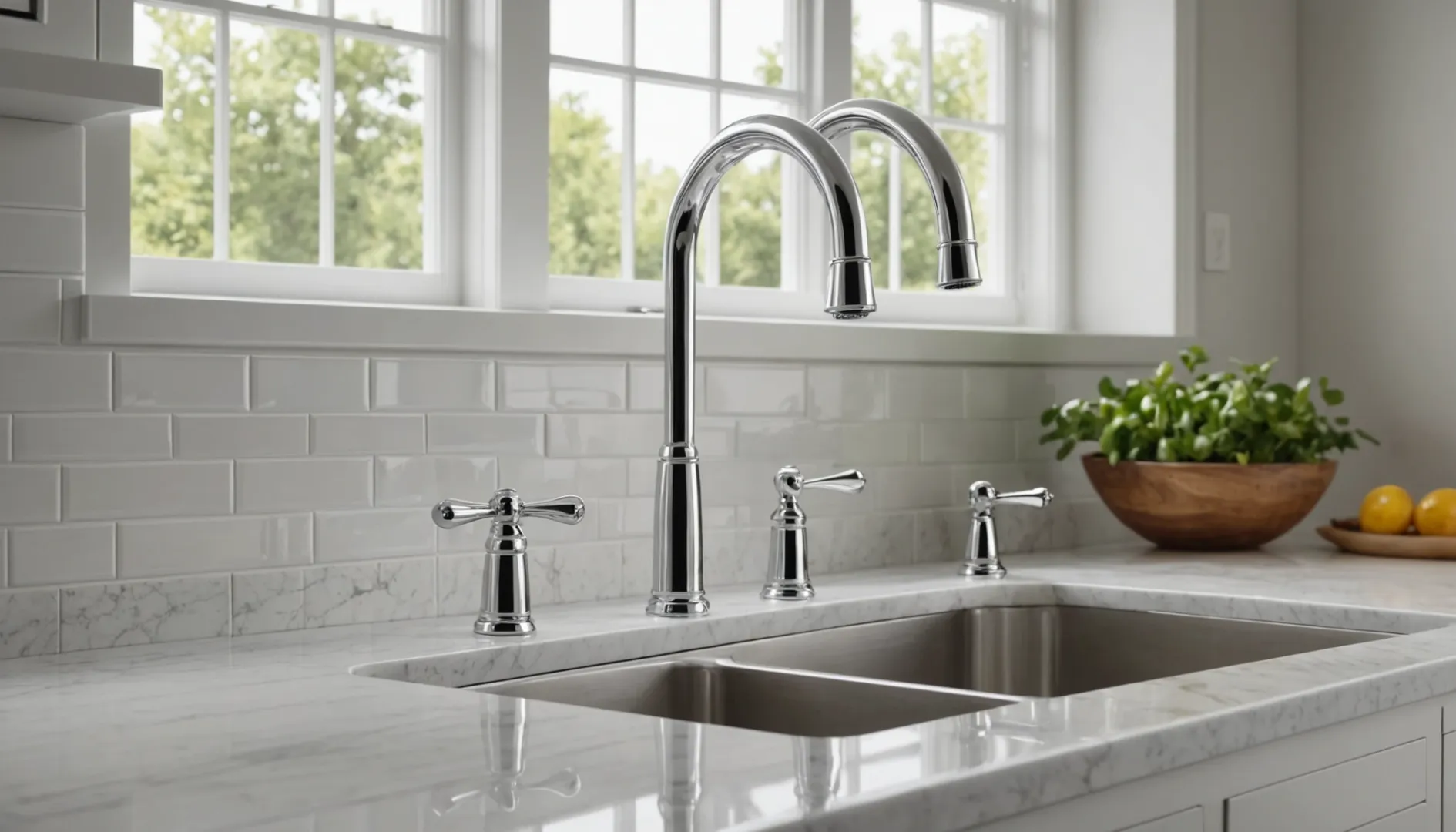 A single-handle and a double-handle faucet side by side for comparison
