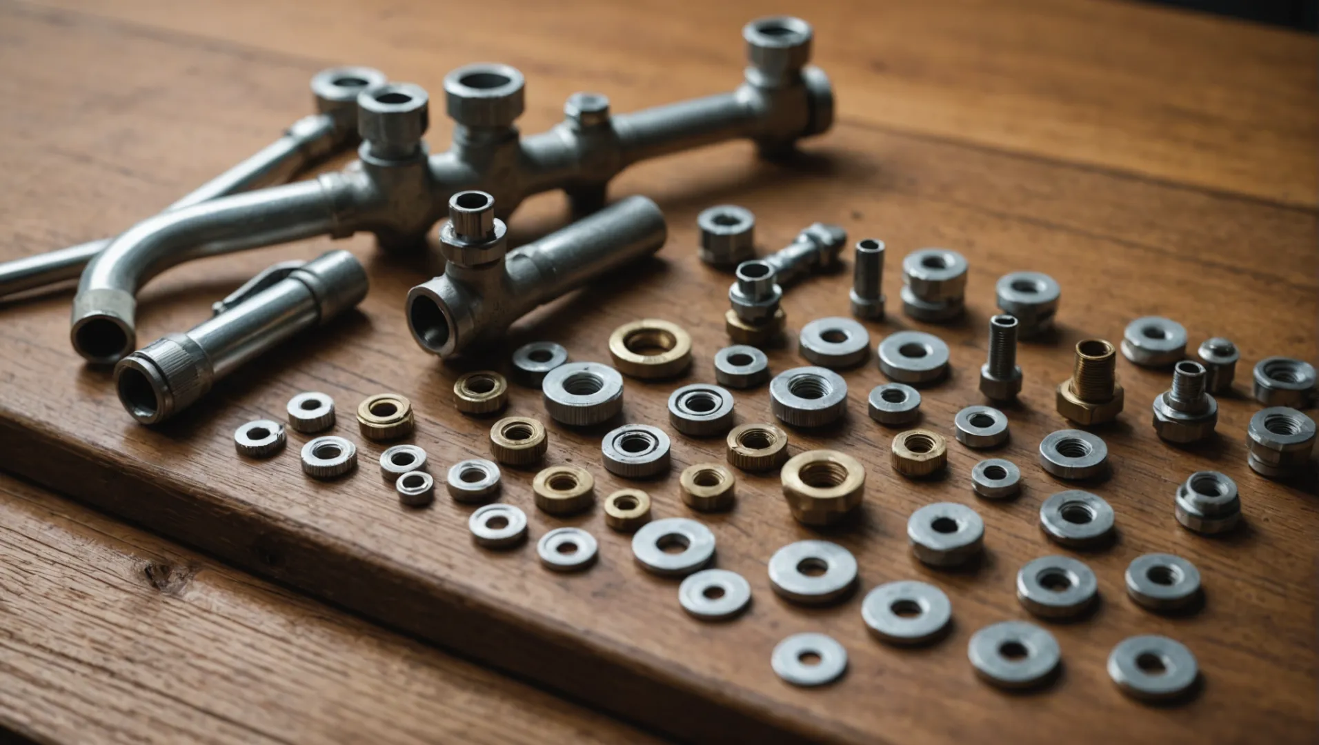 Close-up of a disassembled faucet showing washers, O-rings, and valve seats