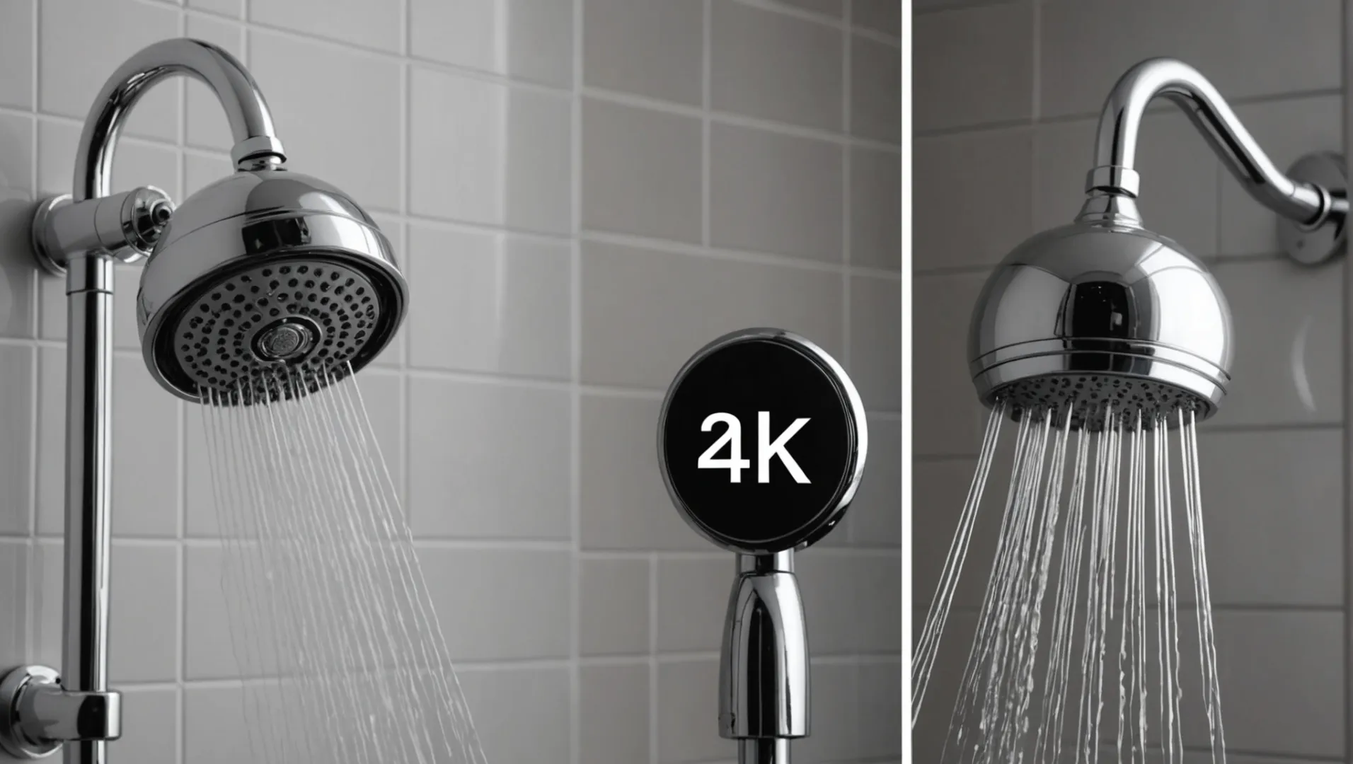 Metal and plastic shower heads side by side