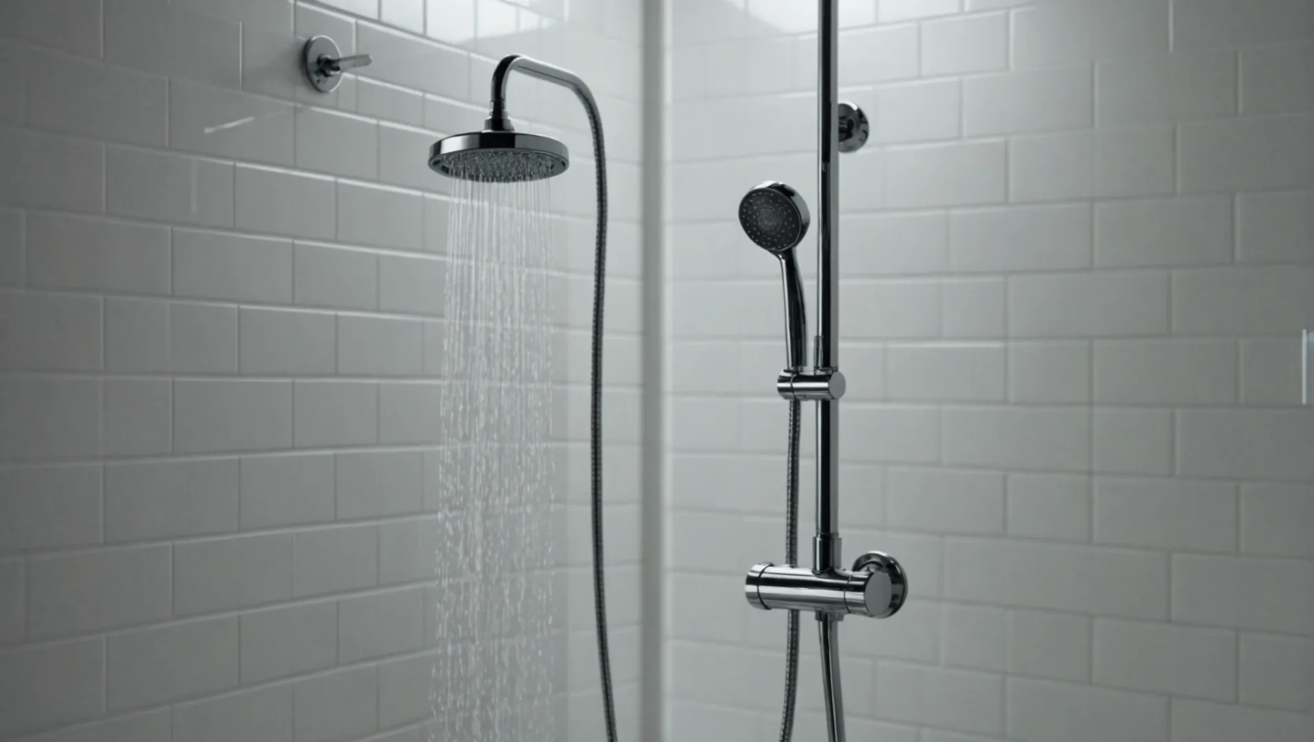 A modern bathroom with an adjustable shower head