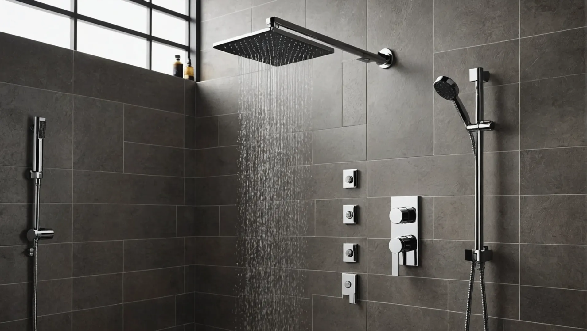 A modern bathroom with a multi-function rain shower head